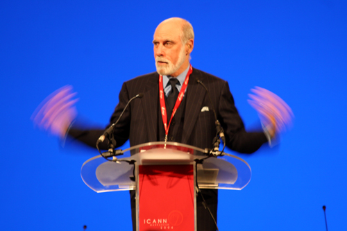 Vint Cerf on stage Vint Cerf on stage