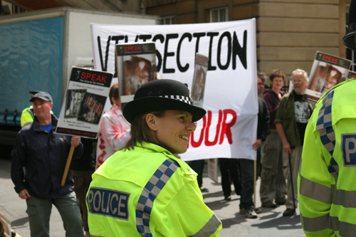 Police at Speak protest